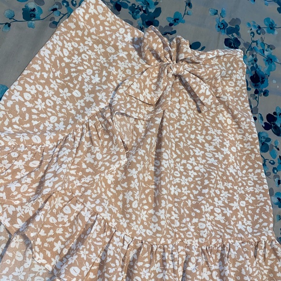 Ruffed Ditsy Floral Mock Wrap Skirt - Picture 2 of 6